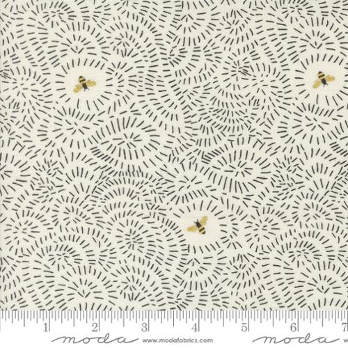 Bee Garden Twists and Turns Metallic Porcelain 48415 11M by Gingerber for Moda Fabrics Sold by the Half Yard