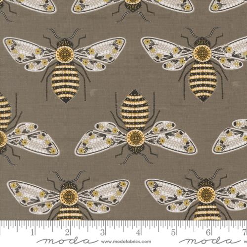 Bee Garden Bumblebee Metallic Slate 48411 20M by Gingerber for Moda Fabrics Sold by the Half Yard