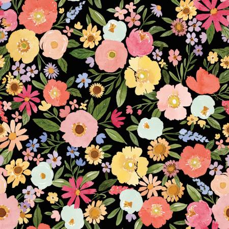 Flora No. 6 Main Black # C14460R-BLACK from Riley Blake Designs Sold by the Half Yard