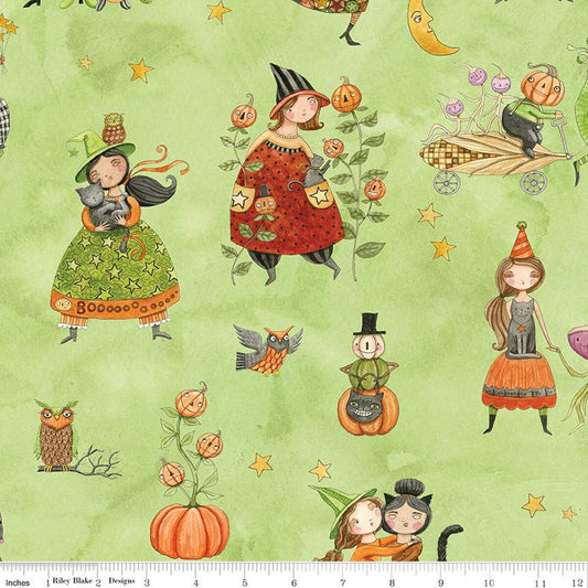 Ghoul Friends C16050-GREEN Main by Teresa Kogut for Riley Blake Designs Sold by the Half Yard