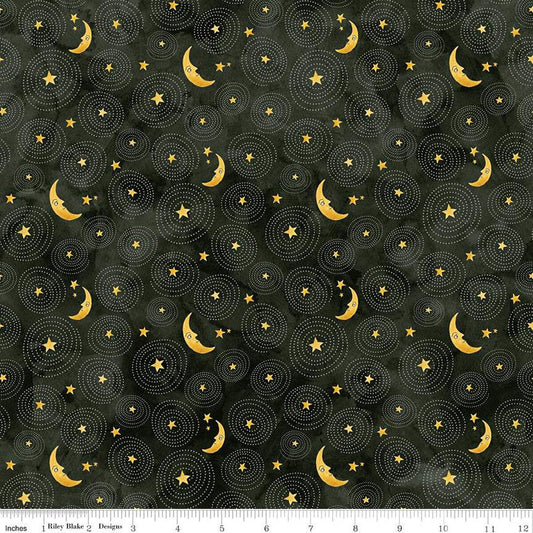 Ghoul Friends C16054-BLACK Stars And Moon by Teresa Kogut for Riley Blake Designs Sold by the Half Yard