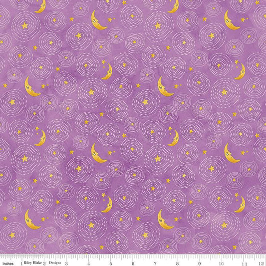 Ghoul Friends C16054-PURPLE Stars And Moon by Teresa Kogut for Riley Blake Designs Sold by the Half Yard