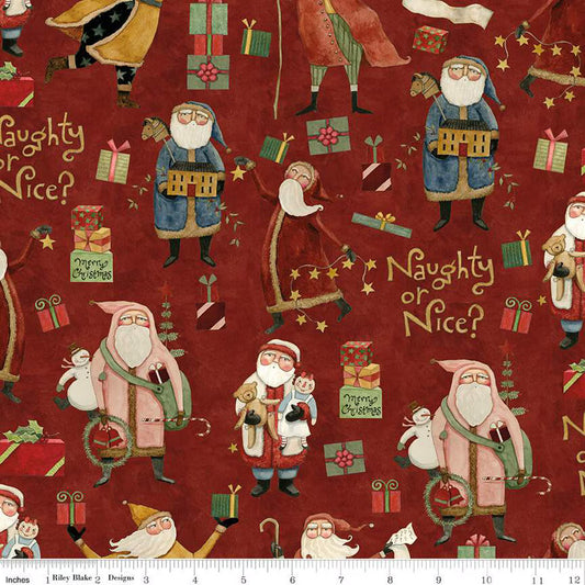 Naughty or Nice Main Red SKU: C16260-RED from Riley Blake Designs Sold by the Half Yard
