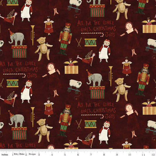 Naughty or Nice Toys Cranberry SKU: C16261-CRANBERRY from Riley Blake Designs Sold by the Half Yard