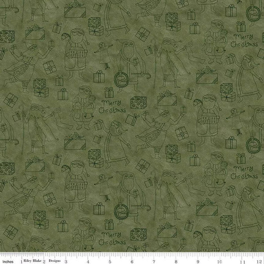 Naughty or Nice Santas and Gifts Green SKU: C16262-GREEN from Riley Blake Designs Sold by the Half Yard