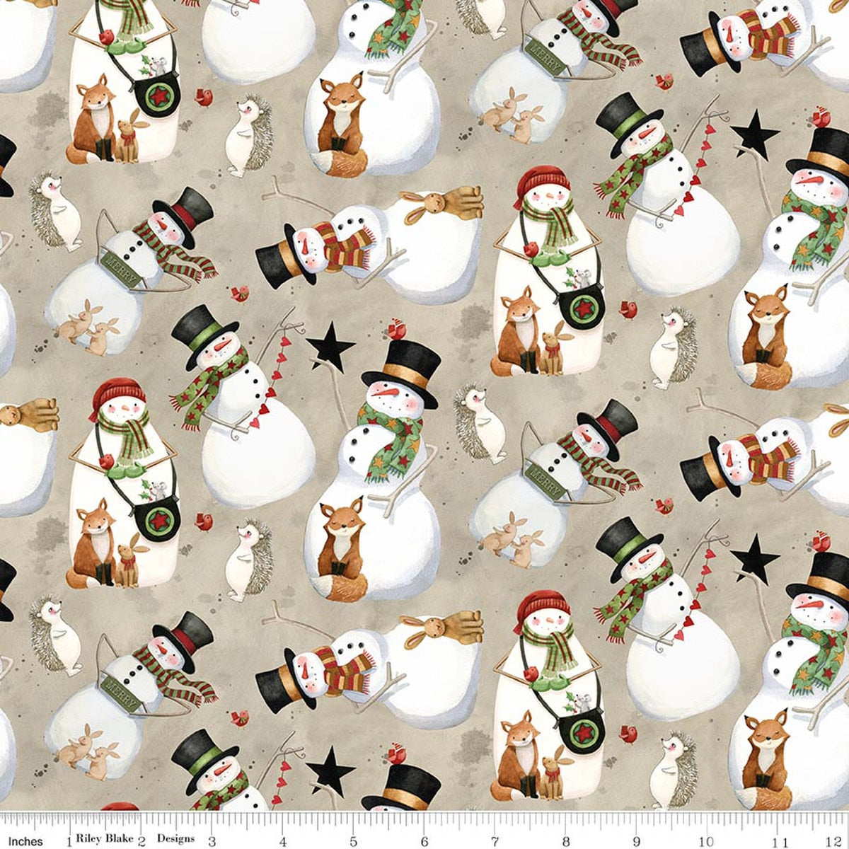 Northern Christmas by Teresa Kogut Snowmen Neutral C17831-NEUTRAL quilting cotton fabric