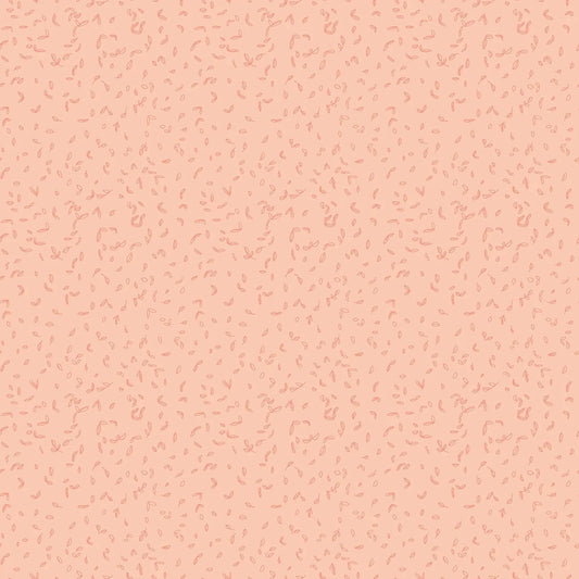 Blush pink seedling print fabric with scattered small leaf motifs