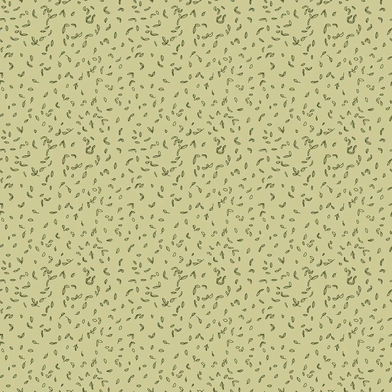 Celery green cotton fabric with small seedling plant pattern