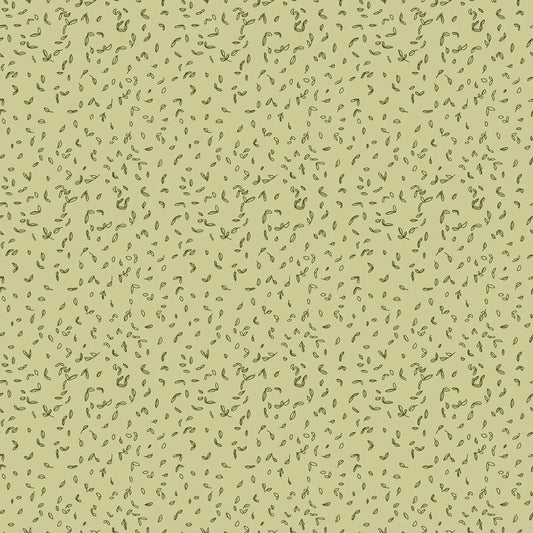 Celery green cotton fabric with small seedling plant pattern