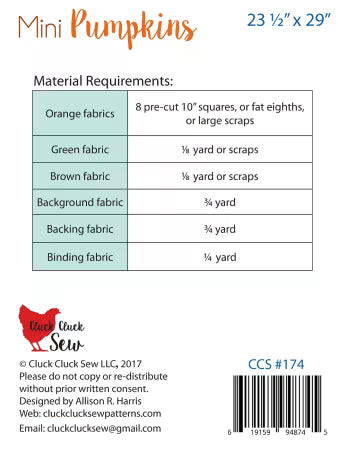 Mini Pumpkins # CCS174 by Allison Harris from Cluck Cluck Sew