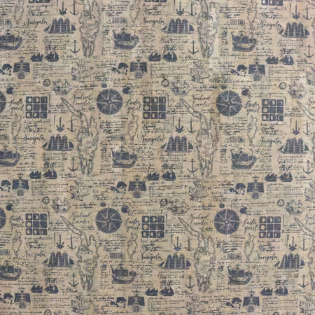 Nautical Traveler Pro Cork 1/2 Yard # HCNAUT from Sallie Tomato Cork Cuts Collection