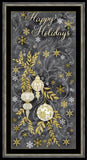 Silver & Gold Grey Happy Holidays Panel # CM2575-GREY from Timeless Treasures Sold by the Panel