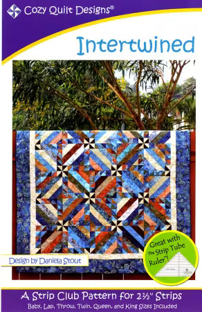 Intertwined Strip Club quilt pattern cover, CQD01078 from Cozy Quilt Designs
