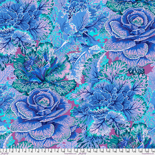 1 Yard Cut Curly Kale Blue PWPJ120 Blue by Philip Jacobs for the Kaffe Fassett Collective from Free Spirit Fabrics