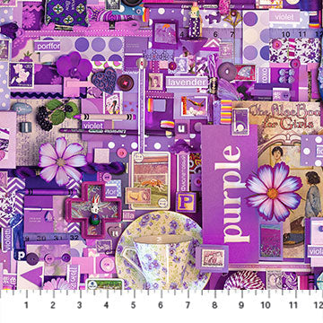 Remnant 50.5” Color Collage - Purple from Northcott