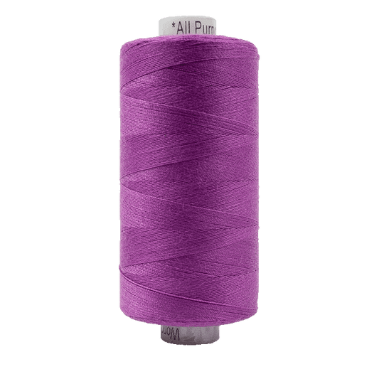 Purple all-purpose polyester thread spool (40wt), wound on a bobbin