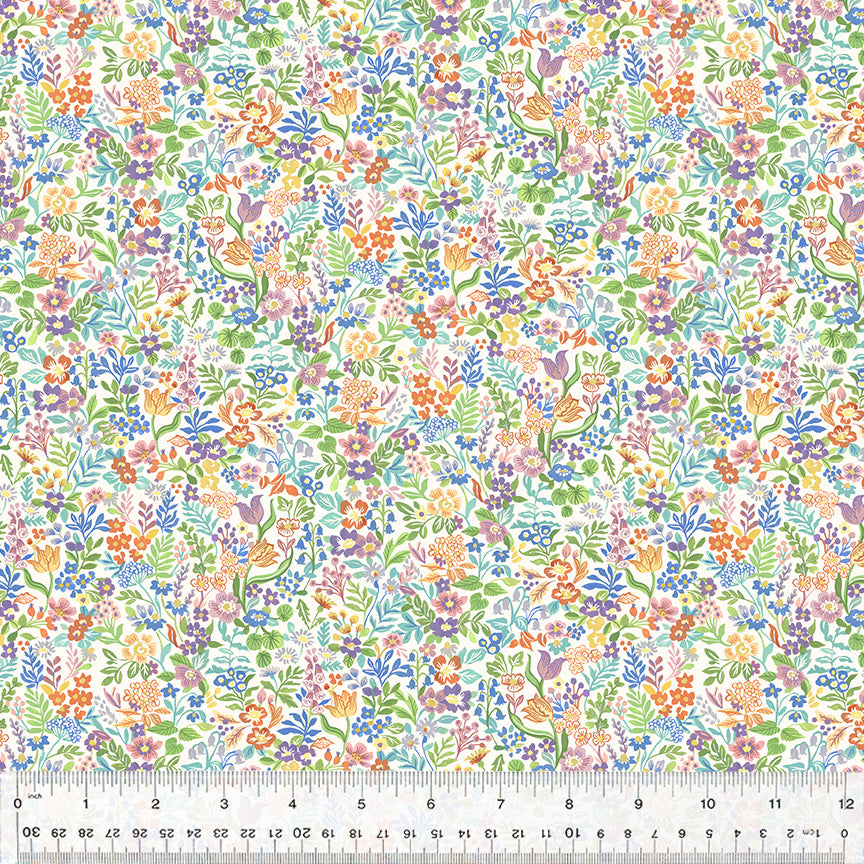 Robin Ivory Ditsy Garden 53843-1 by Clare Therese Gray for Windham Fabrics Sold by the Half Yard