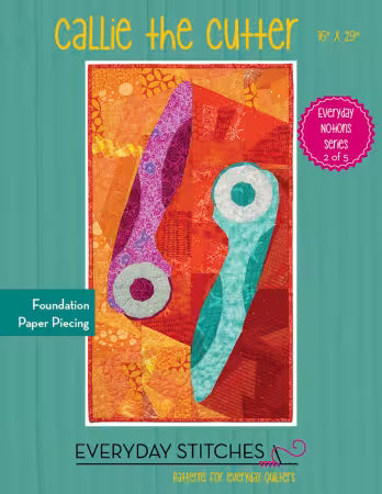 Quilt pattern booklet cover with colorful patchwork figure art and Everyday Stitches