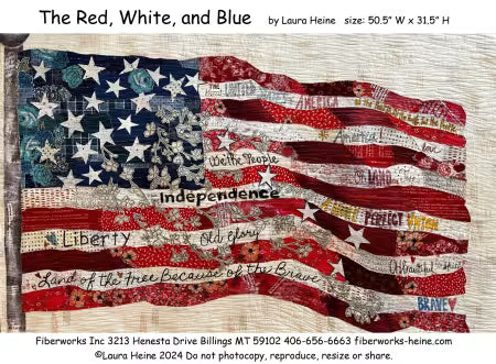 The Red White and Blue Flag Collage Pattern by Laura Heine # FWLHRWB Fiberworks