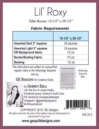 Lil Roxy pattern # GE-213 Table Runner Pattern from G.E. Designs
