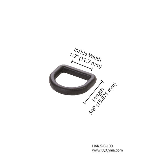 HAR.5-B-100 D-Ring - ½" - (Black Plastic) from ByAnnie