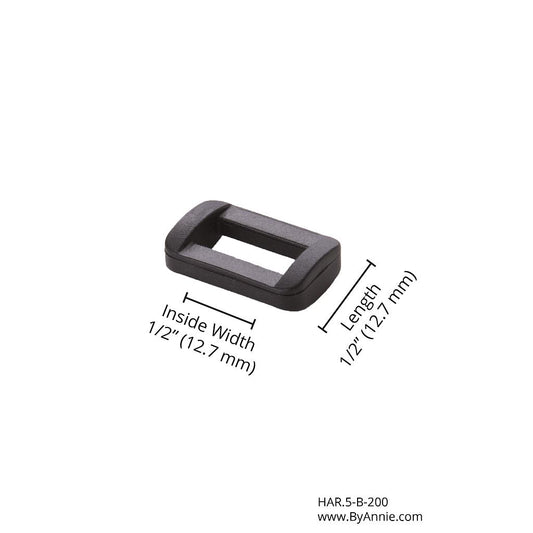 HAR.5-B-200 Rectangle Ring - ½" - Black Plastic from ByAnnie