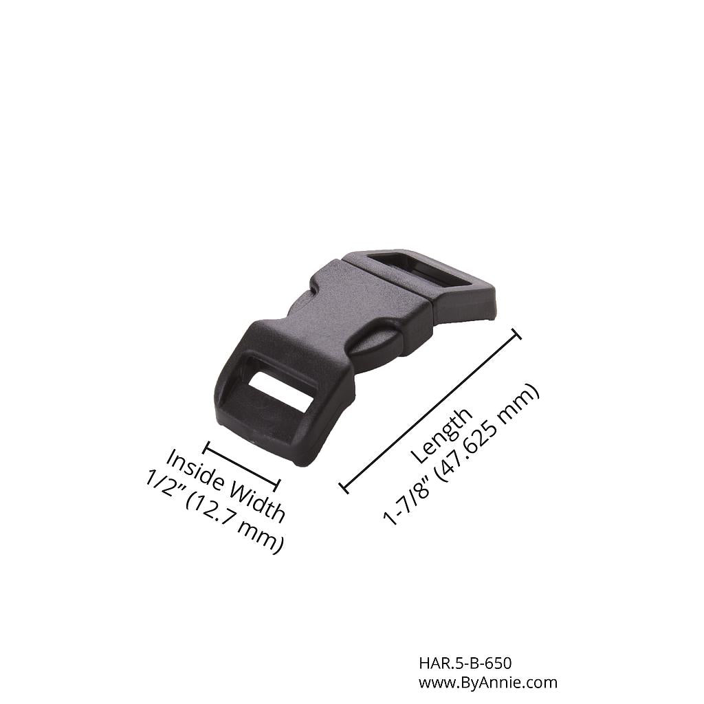 HAR.5-B-650 Side Release Buckle - ½" - (Black Plastic) from ByAnnie