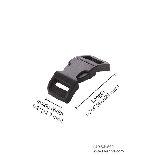 HAR.5-B-650 Side Release Buckle - ½" - (Black Plastic) from ByAnnie