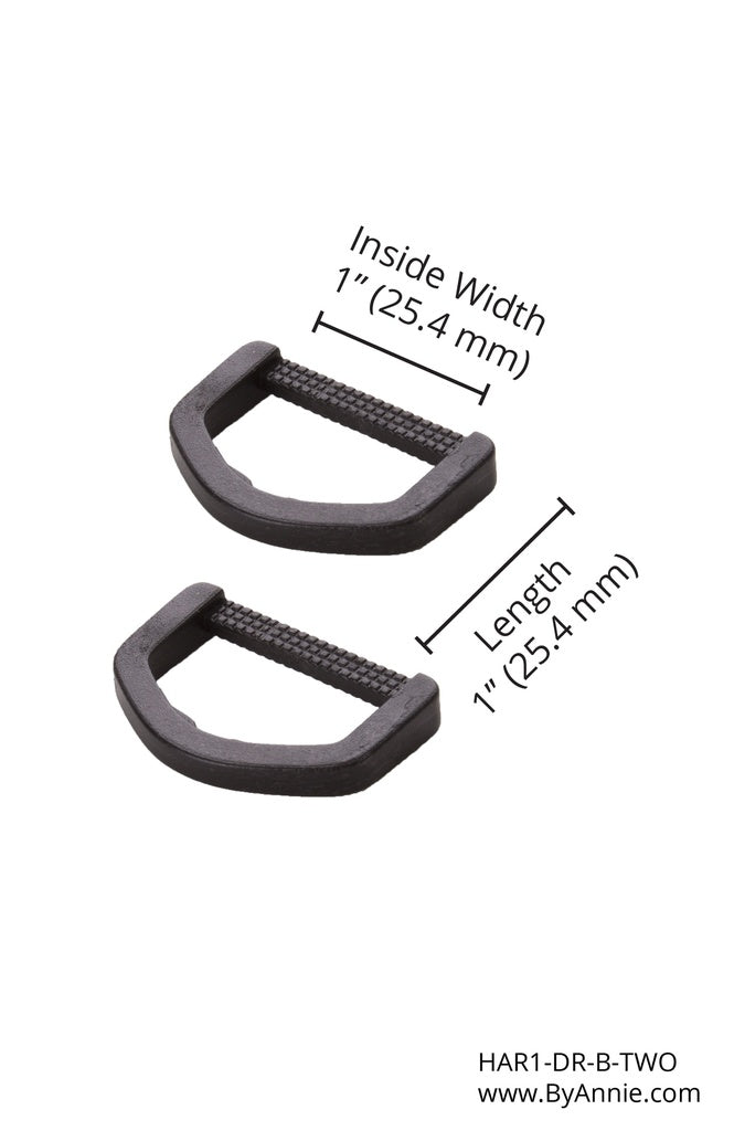 HAR1-DR-B-TWO D-Ring - 1" - Set of Two (Black Plastic) from ByAnnie