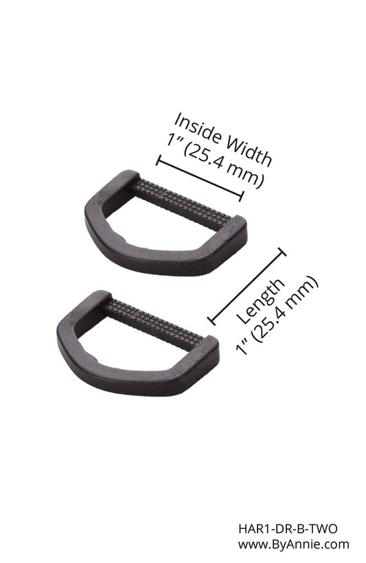HAR1-DR-B-TWO D-Ring - 1" - Set of Two (Black Plastic) from ByAnnie