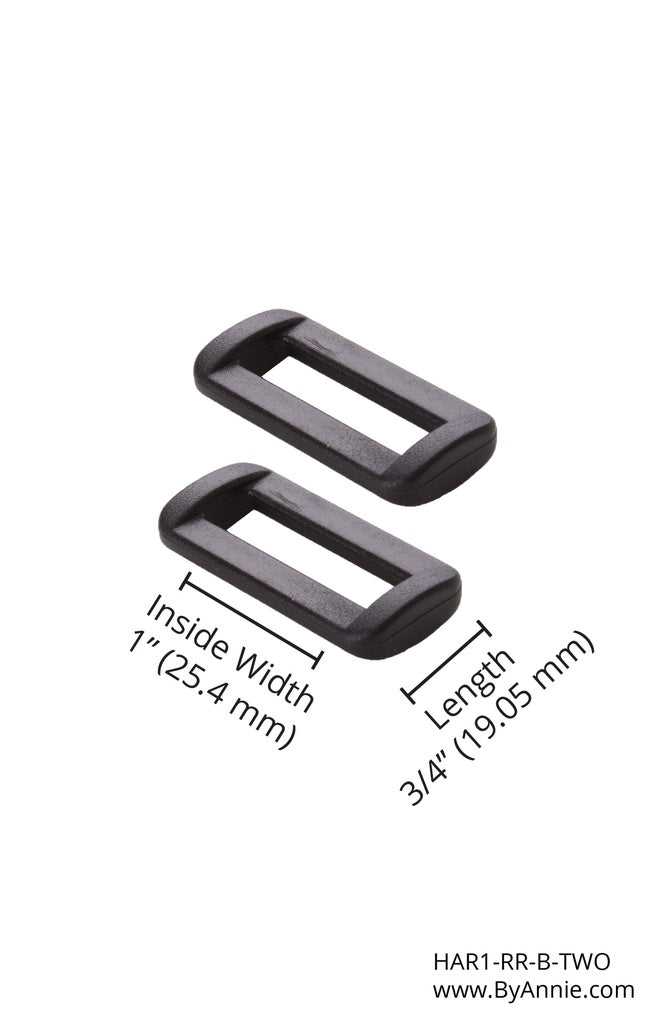 HAR1-RR-B-TWO Rectangle Ring - 1" - Set of Two (Black Plastic) from ByAnnie