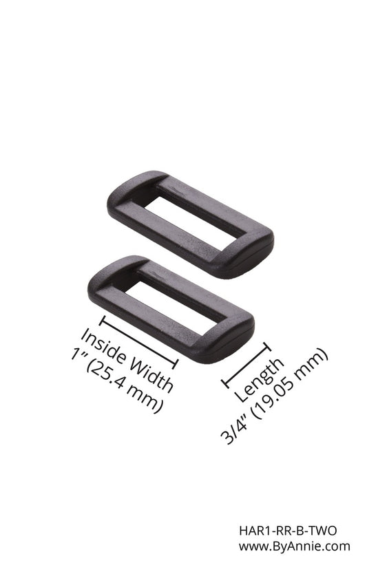 HAR1-RR-B-TWO Rectangle Ring - 1" - Set of Two (Black Plastic) from ByAnnie
