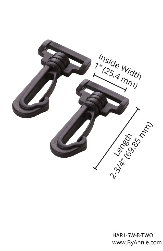 HAR1-SW-B-TWO Swivel Hook - 1" - Set of Two (Black Plastic) from ByAnnie