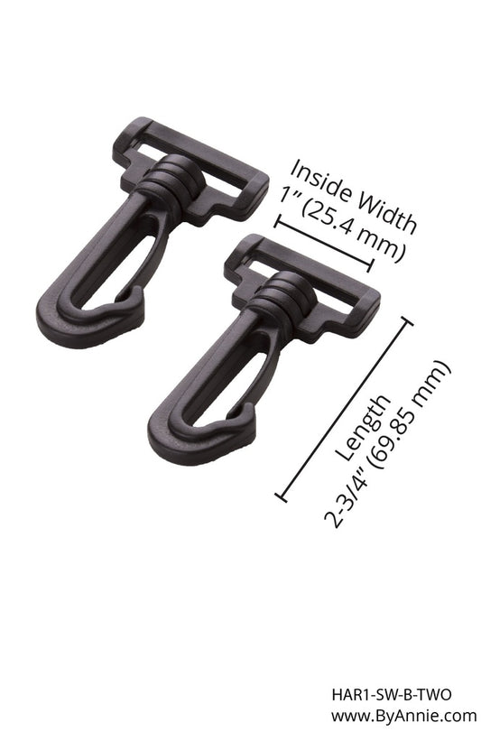 HAR1-SW-B-TWO Swivel Hook - 1" - Set of Two (Black Plastic) from ByAnnie
