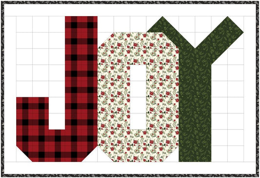 Holiday quilt patchwork fabric squares: red-black plaid and green floral patch