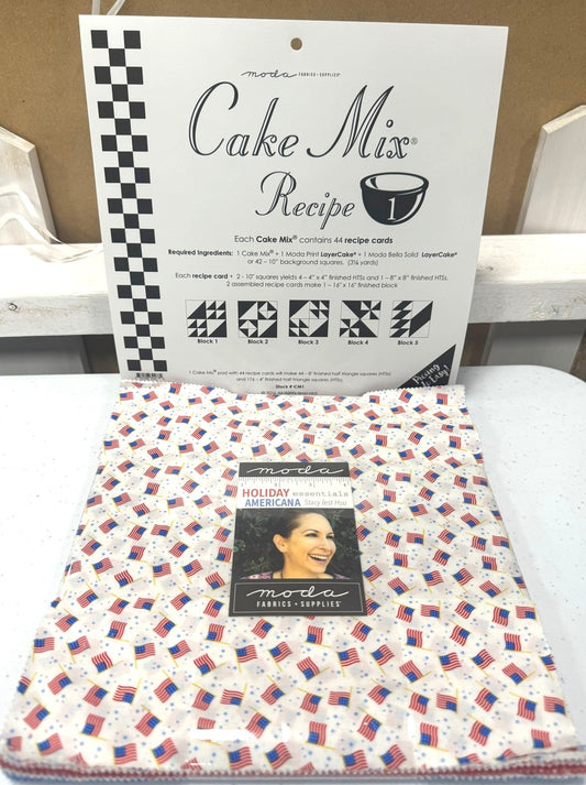 NEW BUNDLE! FREE Moda Cake Mix #1 Papers with Purchase of Holiday Americana Patriotic Layer Cake by Stacy les Hsu for Moda Fabrics