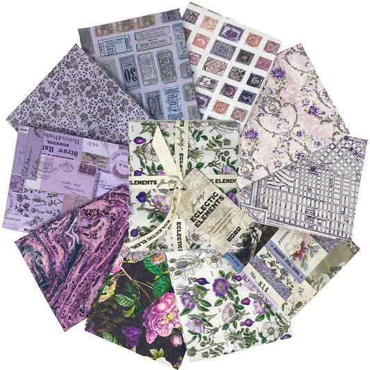 Eclectic Elements Palette Purple by Tim Holtz Fat Quarter Bundle from FreeSpirit Fabrics