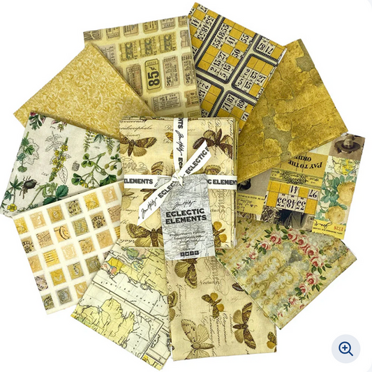 Eclectic Elements Palette Yellow by Tim Holtz Fat Quarter Bundle from FreeSpirit Fabrics