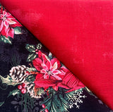 Busy Bea Bundle Table Runner - Cardinals on Black with Red Background