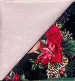 Busy Bea Bundle Table Runner - Cardinals on Black with White Snowflake Background
