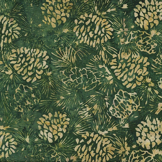 Pinecone Hunter Green122104681 Batik Yardage from Island Batik Sold by the Half Yard