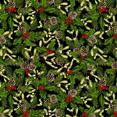 Black Holly and Mistletoe # 7690S-99 Tis the Season by Art Loft Collection from Studio E