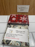 Pillow Case Kit:  Tossed Snowmen with Red Buffalo Check Snowflakes Cuff