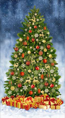 Christmas Magic Multi Fancy Christmas Tree # CM2676-MULTI from Timeless Treasures