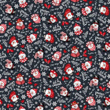 Snow Crew Black/Red Snowmen Faces and Words # 1289-98  by Henry Glass Sold by the Half Yard