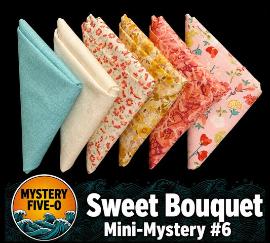 Floral mini fabric bundle with folded squares in pastel solids and assorted prints