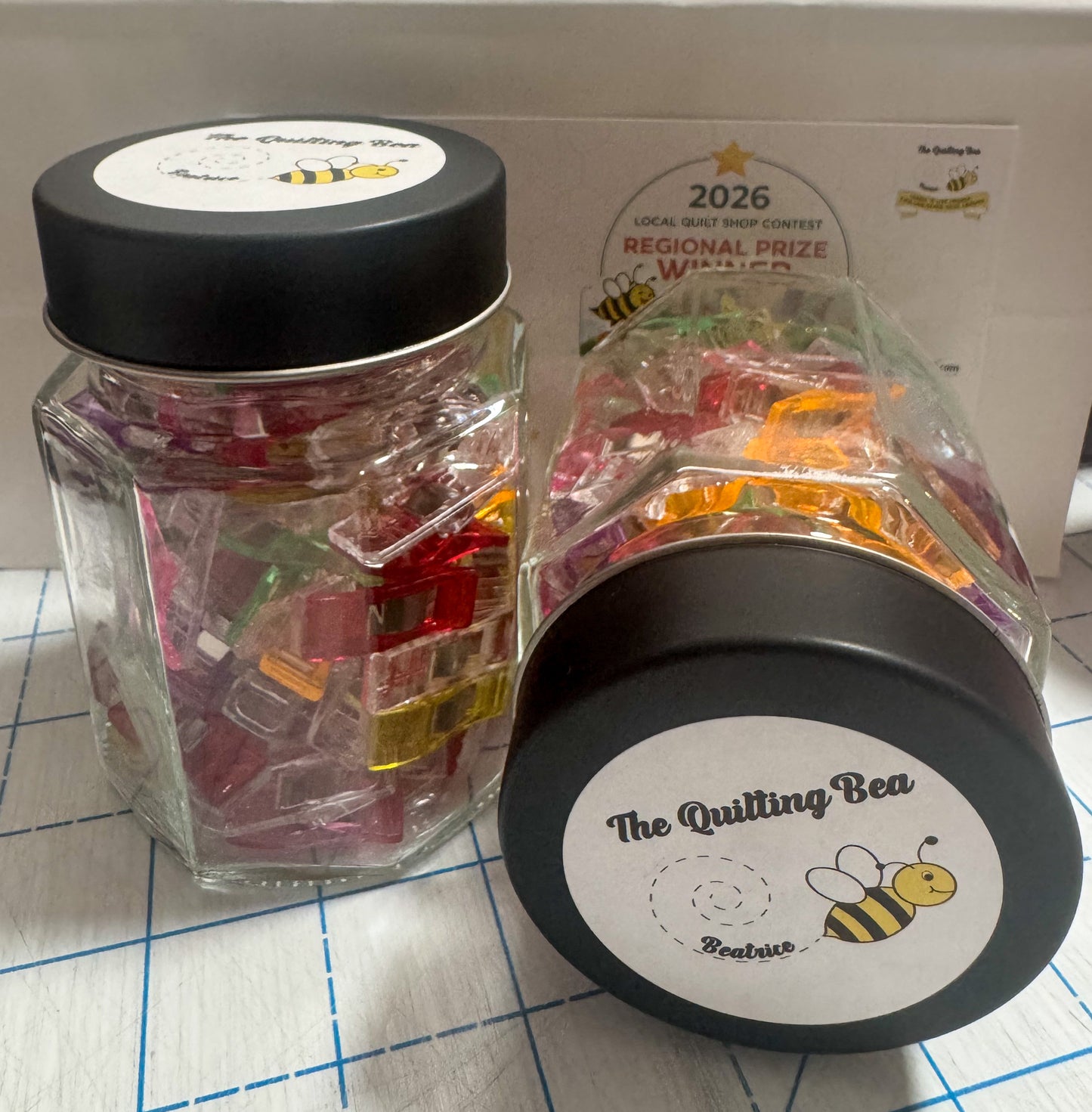 Jar of 80 1" Binding Clips- multi colored from The Quilting Bea