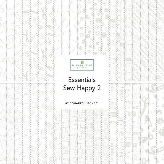 10-inch quilt fabric squares, white with small geometric line patterns