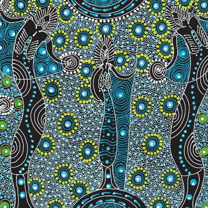 Dancing Spirit Blue by Colleen Wallace by M&S Textiles Australia