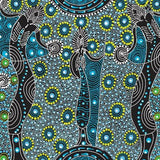 Dancing Spirit Blue by Colleen Wallace by M&S Textiles Australia Sold by the Half Yard